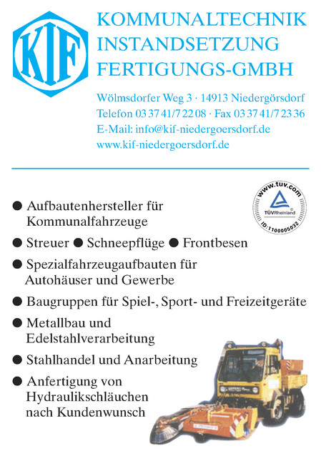 KIF Kommunaltechnik Instandsetzung
Fertigungs - GmbH